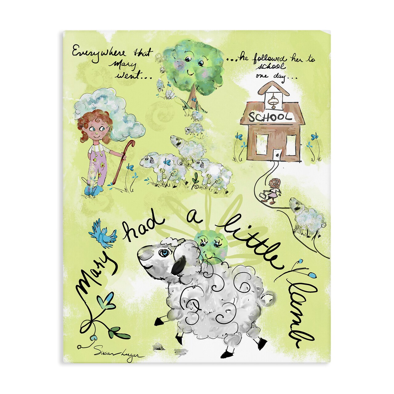 Stupell Industries Little Lamb Nursery Rhyme Canvas, design by Susan Lugar